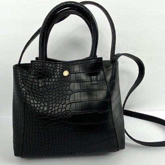 The Lovely Tote Vegan Leather Black‎ Purse Bag Shoulder Top Handle Faux Snake - Picture 4 of 14